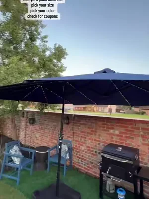 Love this HUGE solar powered backyard patio umbrella from @Yaheetech Shop #SummerVibes #dealsforyoudays #outdoorumbrella #umbrella #patio 