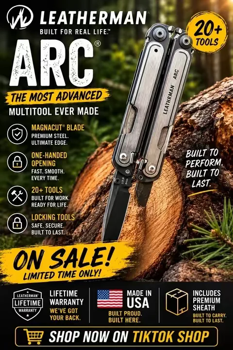The Leatherman ARC is the most advanced multi-tool Leatherman has ever built. Featuring a premium MagnaCut blade, one-hand access tools, bit driver, pliers, scissors, and more, it’s designed for professionals, EDC enthusiasts, and anyone who wants the best multi-tool available. Built in the USA and backed by Leatherman’s legendary warranty. #edc #tiktokshop #multitool #edcgear #SummerVibes @Leatherman Tools  
