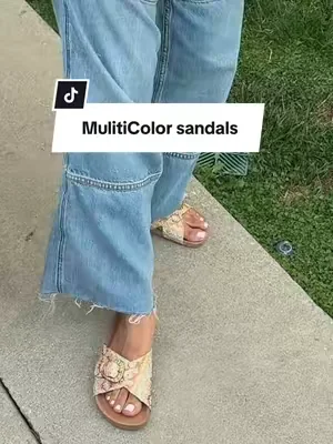 Memory foam multicolor slip on sandals you’ll want to wear with everything! #tiktokshopcreatorpicks #dealsforyoudays #sliponsandals #bucklesandals #summersandals @Project Cloud Shoes 