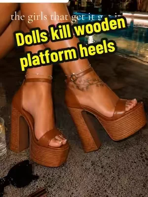 Replying to @Tiffany Beckler period queen #SummerFashion #outfitinspo #highheels #platformheels #dealsforyoudays dolls kill wooden platform heels WOW true size & wide foot friendly! Half sizes can size up 🤍✨🥰