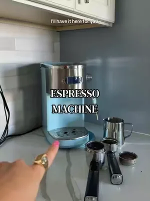 POV: You finally bring the coffee shop experience home ☕✨ This espresso machine has been such a fun addition to the beach house! From rich espresso shots to creamy lattes and cappuccinos, it makes my morning coffee feel a little more special.  Plus, can we talk about how pretty this blue color is?! 💙 #CoffeeLover #EspressoMachine #HomeCoffeeBar #CoffeeTok #KitchenFinds      