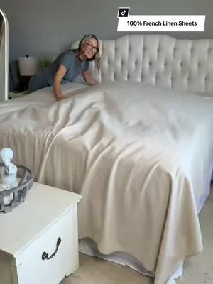 100% linen sheets can be so pricey… So when I found these, add the cart! @@Bedlifes##linensheets##hotsleepersolution##dealsforyoudays##SummerWins##SummerVibes