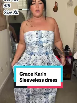 This dress is giving European vacation energy. 💙 The strapless neckline, flattering ruching, and breezy maxi silhouette make it one of those pieces that looks effortlessly chic with sandals, wedges, or even barefoot on the beach. @Grace Karin US Shop  #DealsForYouDays #GraceKarin #MaxiDress #StraplessDress #BlueAndWhiteStyle 
