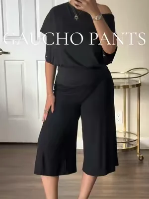 I love these pants 🥰🖤 I’m wearing a size small #gauchos #allblackoutfitinspo #capripantsoutfit #flowypants #summeroutfits  