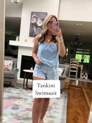 Modest yet cute tankini swimsuit with a tank top and shorts! Love the fit, it is true to size. I’m 5’7” 140 in a medium. @Aidonger 