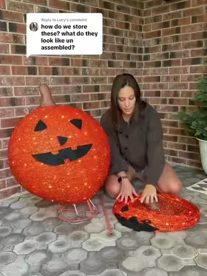 Replying to @Lucy the store completely flat! Wish every holiday decor item was this easy to store! #halloween #halloweendecor #summerween #pumpkins #dealsforyoudays 