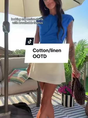otton + linen is the summer combo I keep reaching for. Breathable, lightweight, and effortlessly put together. 🌿 5’4 wearing xs #summeroutfit #cottonstyle #linenstyle #summerwins #dealsforyoudays 