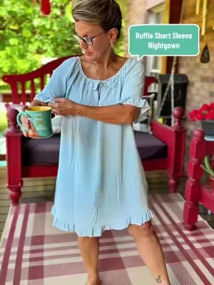 KFUBUO Night Gowns for Adult Women Ruffle Short Sleeve Sleep Shirts Ladies Night Shirts Summer Sleepwear #DealsForYouDays #SummerWins #weeklydeals #dfyd #nightgown @Marvellous Fashion Inc 