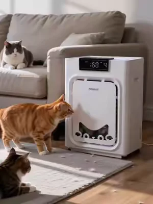 this literally traps pet hair from out of the air,we have four cats!   #PetAirPurifier   #PetHairEverywhere  #CatHealth #SummerWins #DealsForYouDays    