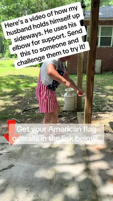 Send this to someone and see if they can hang sideways!  These American flag overalls are so fun!  #americanflagoveralls #4thofjulyoutfit #usaoutfit #shortalls #flagoveralls 