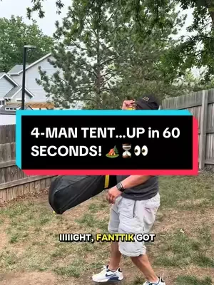Put up a 4-man cabin tent in 60 seconds ⛺Color-coded pulls, no instructions needed, no frustration 🎯 This thing actually lives up to the hype!!🙌🔥🏕️ #fanttik #tent #camperlife #outdoorgear #campinghacks 