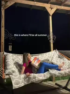 this two person hammock is my new happy place  #patioseason  #falldealsforyou  #hammock  #patiofurniture 