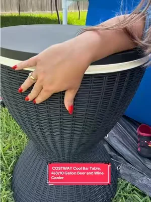 COSTWAY Cool Bar Table, 4/8/10 Gallon Beer and Wine Cooler, Rattan Style Patio Bar Tables, Height Adjustable, 3-in-1 Ice Cooler with Drainage Plug, Outdoor Cocktail Table for Deck Pool Party-Deals for You Days,4th of july decor, dad gift ##DealsForYouDays##paratiiiiiiiiiiiiiiiiiiiiiiiiiiiiiii##cooler##bartable##costway