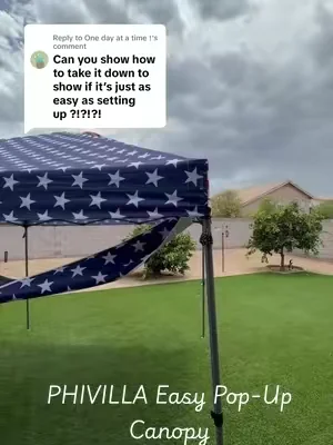 Replying to @One day at a time !  Absolutely, So easy to take this canopy down and put it away! Phivilla 10x10 Canopy one button set up #canopy #outdoorcanopy #DealsForYouDays #SummerWins #tiktokshopcreatorpicks 