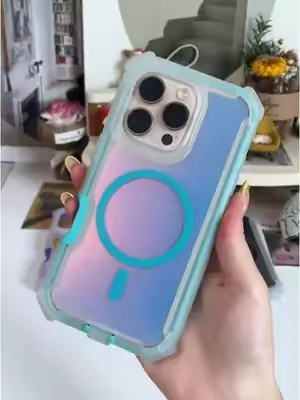 HISTORYOO para MagSafe Magnetic Color Changing Laser Gradient Dazzling / Glitter / Feather Funda de 2 capas para iPhone 17 Pro Max Air 16 15 14 13 Pro Max Fluorescent Iridiscente 2 en 1 PC Marco frontal + 4 Cubierta de esquina Anti-caída Mate Bumper Bumper Cover #dealsforyoudays #summerwins #imprescindible #tendencia #fyp #util #esencial #gadgetviral #viral #parati #recomendado #comprarentiktok #tiendadetiktok #compraya #bonito #calidad 