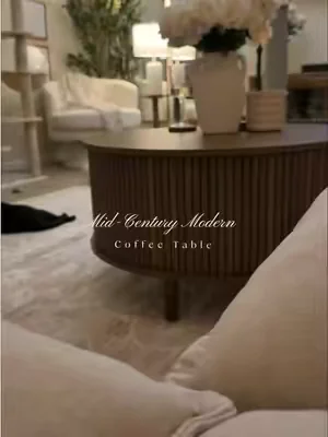 This fluted coffee table is stunning ✨ 31.5" in size with hidden + open shelves. #coffeetable #livingroomdecor #homedecor #dealsforyoudays #vintagedecor 