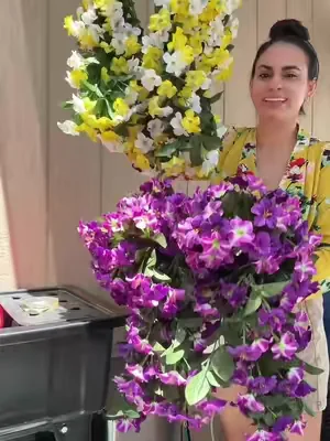 Ivydale Artificial Flowers for Outdoors, 2pcs Faux Hanging Morning Glory Silk Fake Flowers Lifelike Artificial Plants UV Resistant Flowers for Outside Planter Patio Garden Porch Decor (Purple)#flowers #dealsforyoudays 