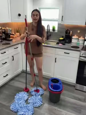 Microfiber Mop Pads with Brush - Removable Head Topwire Spin Mop Replacements, Machine Washable Accessory for Ocedar RinseClean 2-Tank System, Kitchen Hard Surface Scrubber##mop##cleaning##dealsforyoudays