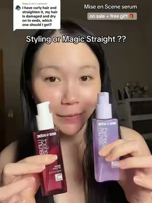 Replying to @liv  more on the styling serum and magic straight serum  @Mise En Scène US #miseenscene #hairserum #frizzyhairtips #curlyhair #dealsforyoudays 