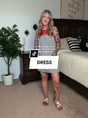 I’m 5’3” 135lbs wearing a small. Comes in other colors! #overalldress #overalls #summerdresses #stripedress #denimdress 