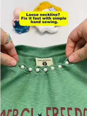 Loose neckline? Fix it fast with simple hand sewing.#SewingHack#SteelNeedles #DealsForYouDays #SummerWins#TikTokShopDealsforYouDays