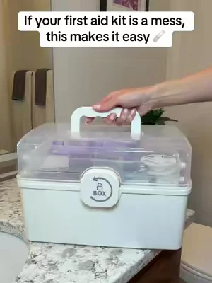 ✨ First aid storage, but make it organized 🧺 This three-tier first aid organizer is perfect for keeping bandages, gauze, ointments, thermometers, care items, and small wellness essentials in one easy-to-grab spot. The clear lid makes it easy to see what’s inside, while the sliding layers help keep everything separated instead of scattered through drawers and cabinets. A simple home organization find for bathrooms, closets, laundry rooms, dorms, RVs, and family care supplies. #firstaidorganizer #firstaidstorage #homeorganization #bathroomorganization #wellnessessentials first aid organizer first aid storage box three tier organizer portable storage box wellness essentials organizer care items organizer bathroom storage organizer home organization find clear lid storage box bandage storage
