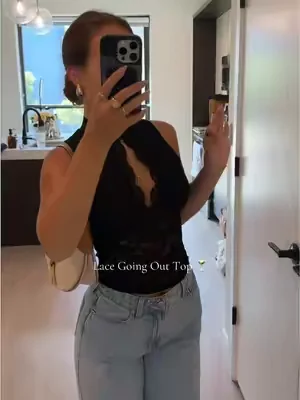 Going out tops are back 🤌🏼 #OOTD #lacetop #goingoutoutfit #goingouttops #blacktank 