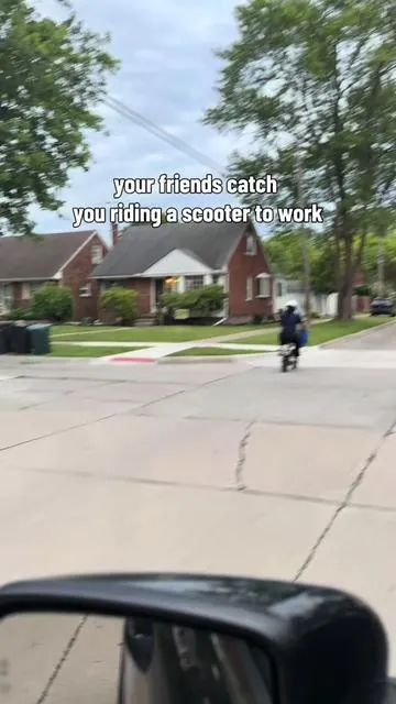Riding my electric scooter to work 