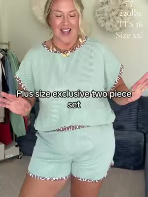 This plus-size lounge set is giving comfy and cute. The ribbed knit fabric is soft and lightweight, while the leopard print trim adds the perfect pop of detail. Whether you’re relaxing at home, running errands, or heading out for a casual day, this matching shorts set makes getting dressed easy. #dealsforyoudays  #PlusSizeFashion #LoungeSet #MatchingSet #SummerStyle @Imily Bela Shop 