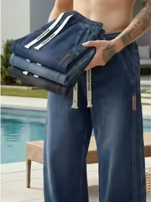 Men' s Minimal Elastic Waist Jeans, Perfect For Every Season Occasion#pants #mensfashion #jeansformen #jeansoutfit #denimpants #comfystyle 