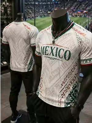 Men’s Mexico Inspired V Neck Graphic Shirt, Breathable Mesh Polyester Short Sleeve Top, Herit   #mensfashion #OOTD #fyp #dealsforyoudays  #worldcup 