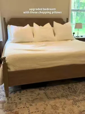 The easiest bedroom upgrade I’ve made. 🤍 These viral slouchy chop pillows come as a set of 4 and instantly give your bed that plush, luxury hotel look. I grabbed the 26x26 size for my king bed, but there are plenty of sizes to choose from. Add your favorite pillow covers, give them the signature chop, and watch your bedroom look designer-inspired in seconds. #TikTokShop #BedroomDecor #HomeDecor #LuxuryBedroom #Bedding  