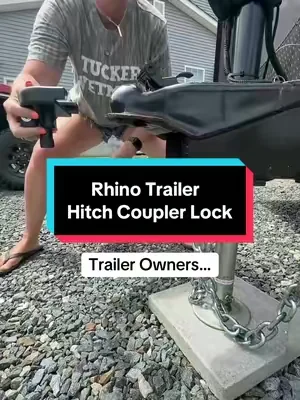 Secure your trailers with a trailer hitch coupler lock @Rhino USA #trailer #hauling #towing #rhinousa #trailerhitch 