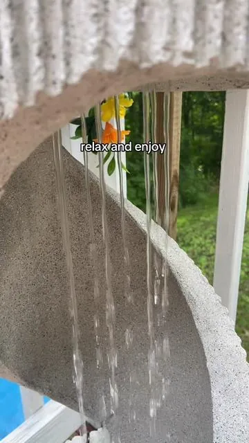 Add some ambience and the relaxing sound of cascading water with this beautiful modern outdoor water fountain! #waterfountain #waterfountains #waterfall #waterfeature #waterfeatures