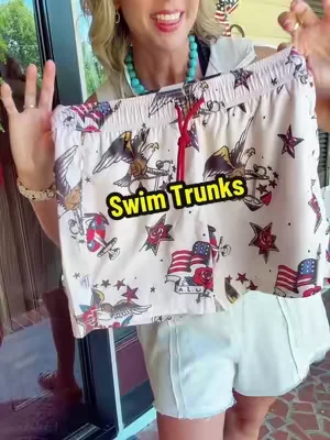 Americana men’s swim trunks with no mesh lining is perfect for the 4th of July. #swimtrunks #swimwear #summerwins #dealsforyoudays #tiktokshopdealsforyoudays @Maamgic Shorts 
