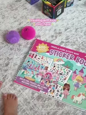 #reusablestickerbook #travelingwithkids #toddlersctivities #summeressentials #summervibes 