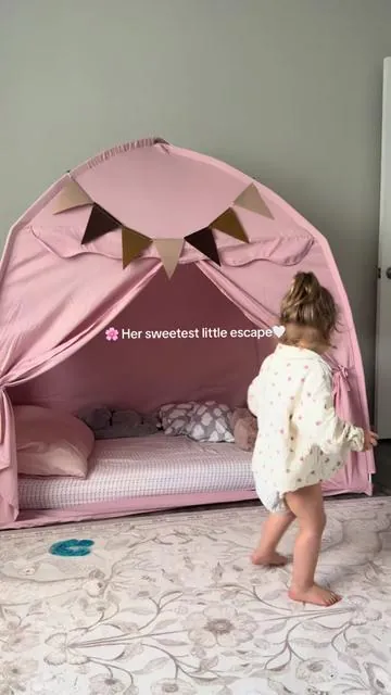 Her little dream space is finally complete 🤍✨ A cozy corner for playtime, storytime, cuddles, and the sweetest childhood memories. 🧸💕 #kidsroom #playtent #kidstent #momfinds #tiktokshopfinds