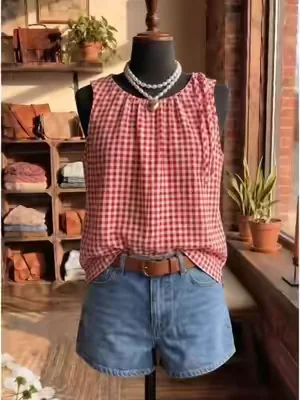New gingham color!#outfit #tank #trending #womensfashion #top 
