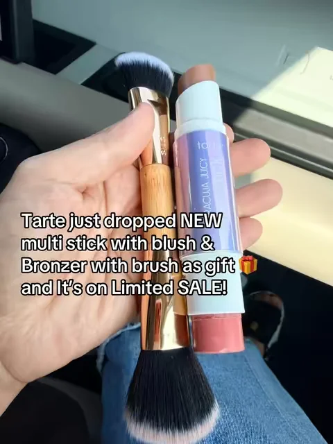 The NEW Tarte Multi Blush & Bronzer Stick is so creamy, pigmented, and blends in seconds! * It gives a natural sun-kissed glow, and the brush makes application even easier. Perfect for quick everyday makeup. Limited-time deal while it's available! #tarte #tartecosmetics #blush #bronzer #multistick 