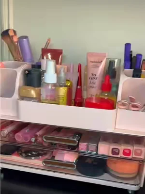 Organizador de maquillaje UFORU para tocador con 2 cajones grandes, estuche de exhibición de cosméticos con soportes para brochas, fácil de almacenar para el cuidado de la piel en el mostrador del baño, suministros de oficina de escritorio, cajas rosas de regalo, organizador de joyas #UFORU#SummerVibes #makeuporganizer #NoMoreMessyVanity #dealsforyoudays