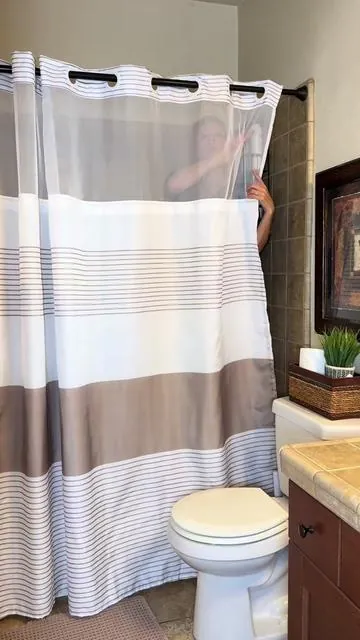 Love the stripes! #bathroommakeover #bathroomdecor #showercurtain #DealsForYouDays 