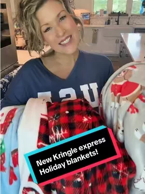 The new Kringle express Christmas blanket 60 x 80 check out all the patterns. They are on sale right now. #blanket #blankets #dealsforyoudays #christmasinjuly #qvc 