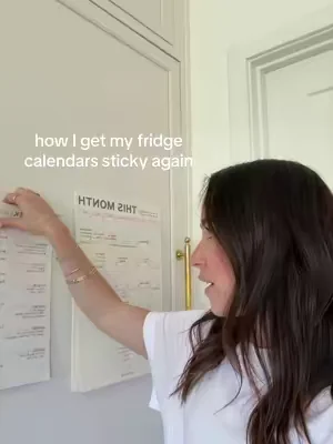 super easy to get sticky again and so nice that it sticks to all different types of fridges!