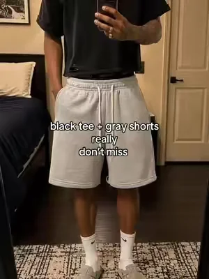 this one of those lazy fits that accidentally look put together #grayshorts #menshorts ##casualfit #fyp #baggyshorts 