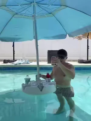 everybody that comes over keeps asking me about where I got it from so I'm done gatekeeping it 😅😂 ##poolparty##poolumbrella##floatingpoolumbrella##poolday