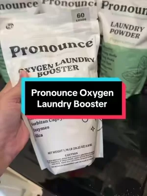 Pronounce oxygen laundry booster @Pronounce #crunchymom #nontoxicliving #laundrybooster #laundrypowder #stainremover  