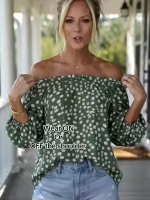 This is such an elegant little shirt. You can wear this on or off the shoulder. #ladiesfashion #offshoulder #dealsforyoudays #casualstyle #fashion 