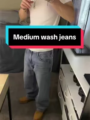 Tuff medium blue color wash on these affordable jeans #baggyjeans #jeans #streetwear #StreetFashion #mensoutfitideas 