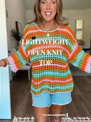 Summer outfits for women 40+, lightweight, has great arm coverage too. Flowy & doesn’t cling. I’m wearing a size small, 5’5, 138lbs 36C. #dealsforyoudays #summertop #lightweighttop #dokotoo #crochetsweater 