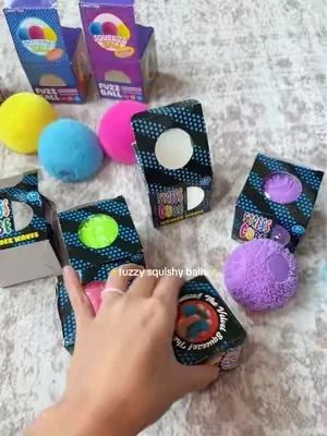 they’re nice and light because of the shaving cream/slime filling #fuzzball #fuzzysquishy #squishy #summeressentials #summervibes 